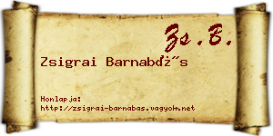 Zsigrai Barnabás névjegykártya